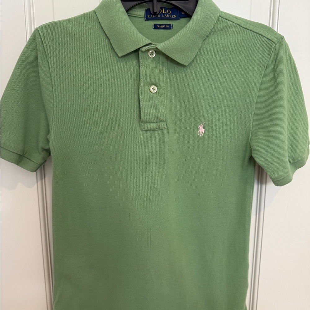 Boys Ralph Lauren Green Polo Shirt size S 8